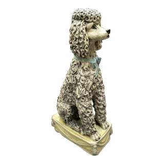 Vintage 1960s Life Size Chalkware Poodle Dog Statue Figure, Retro Mid Century Modern, Marwal For Sale