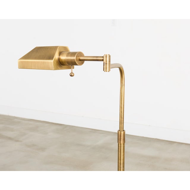 Metal Late 20th Century Casella Style Bronzed Swing Arm Pharmacy Floor Lamp For Sale - Image 7 of 17