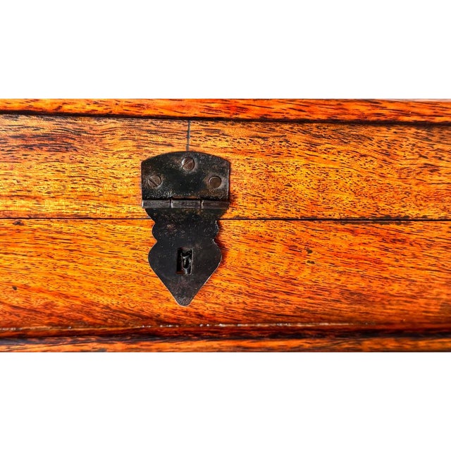 Brown French Wooden Box with Geometric Floral Ceramic Inlay, 1950s For Sale - Image 8 of 15