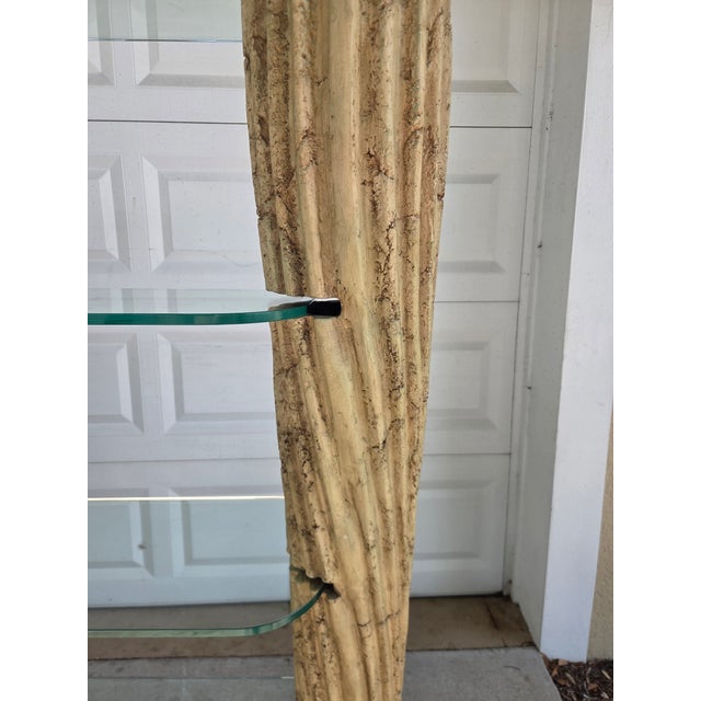 Late 20th Century Neoclassical Revival Faux Stone 4-Tier Column Shelves For Sale - Image 9 of 11