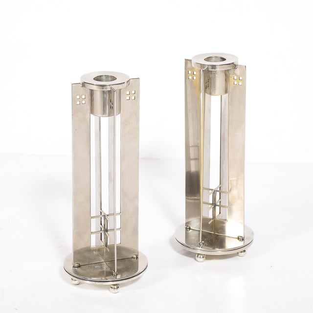 Pair of Modernist Signed Swid Powell Geometric Candlestick Holders For Sale - Image 13 of 18