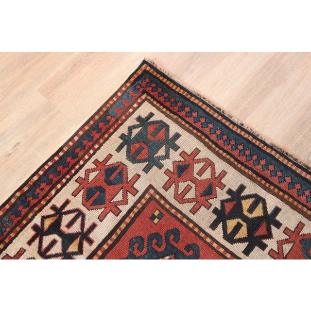 Antique Caucasian Sahsavan-Kazak Long Carpet-8' 1'' X 3' 2'' For Sale - Image 9 of 12