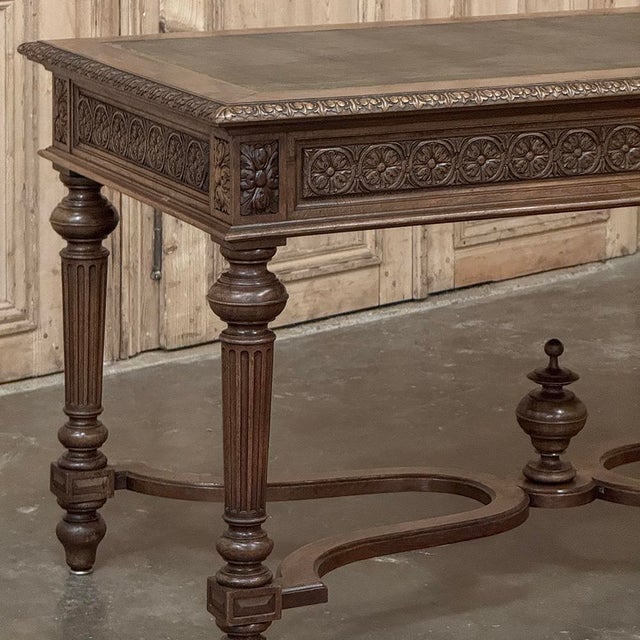 19th Century French Neoclassical Walnut Desk ~ Double Faced For Sale - Image 11 of 18