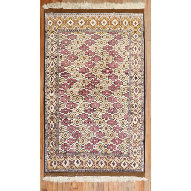 An early 20th century tribal part silk Afghan one-off Rug. Great piece to walk on!. Measures: 3.9'' x 6.2''.