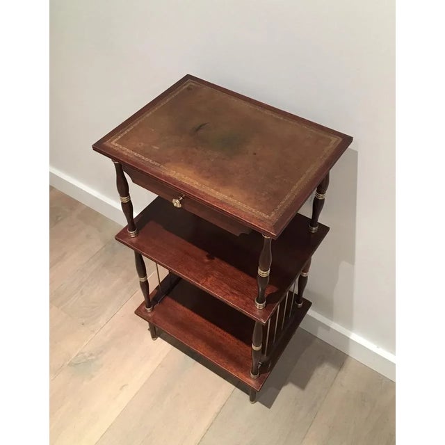 Neoclassical Neoclassicaml Mahogany, Leather and Brass Side Table, circa 1950 For Sale - Image 3 of 7