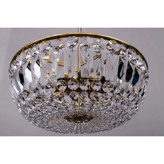 Austrian Brass & Crystal Chandelier, 1960s For Sale - Image 6 of 13