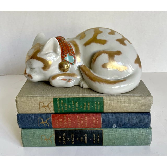 Early 1900's Japanese Kutani Porcelain Sleeping Cat For Sale - Image 11 of 11