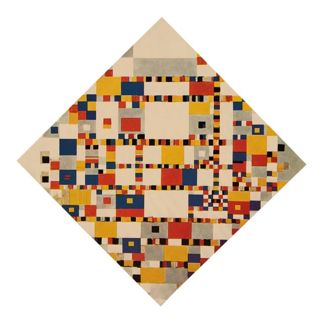 A rare small vintage full-color print after oil painting "Victory Boogie-Woogie (Unfinished)" (1943-1944) by Piet...