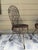 Antique side iron patio tables. Scroll detail. Rusted patina look. Industrial, with a European style.