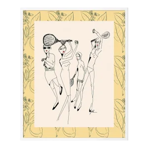 Lemon Tennis by Carly Kuhn in White Frame, Medium Art Print