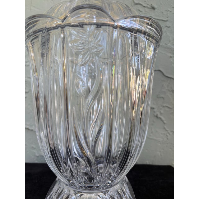 Metal Vintage Block Crystal 24% Full Lead Crystal Lidded Urn Candy Jar For Sale - Image 7 of 11