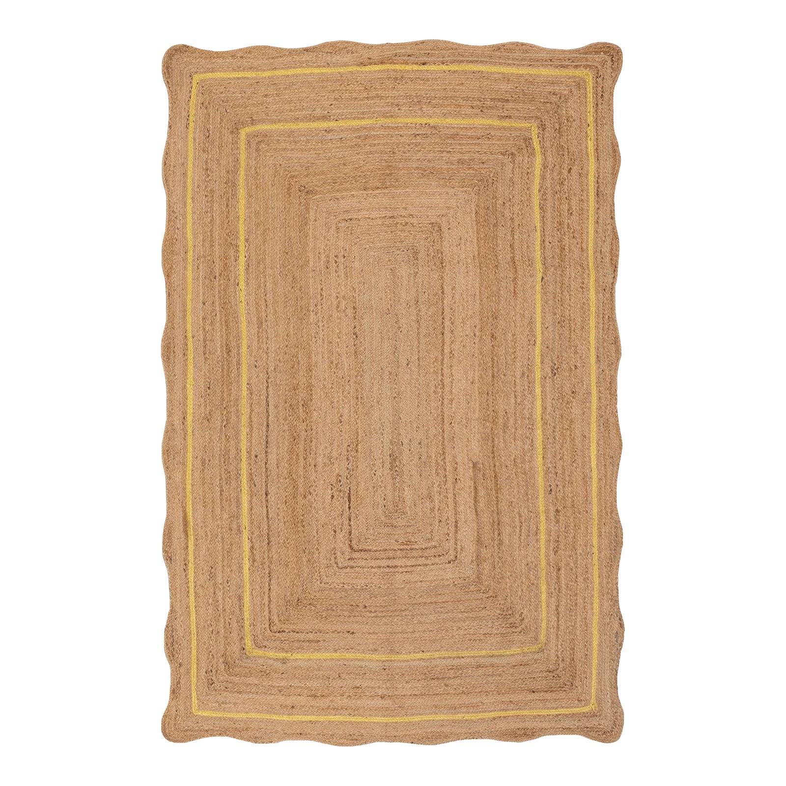Yellow Natural Jute Wave Scallop Rug 2x3 Ft. | Chairish