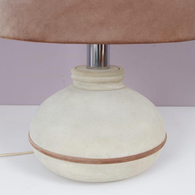 Suede Upholstered Table Lamp, France, 1970s For Sale - Image 3 of 7