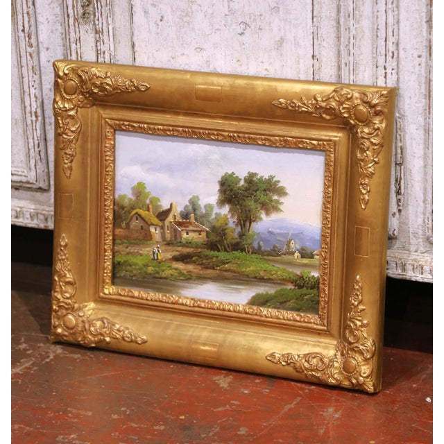 Decorate a wall with this charming antique Barbizon school pastoral landscape painting. Crafted in France circa 1880, the...