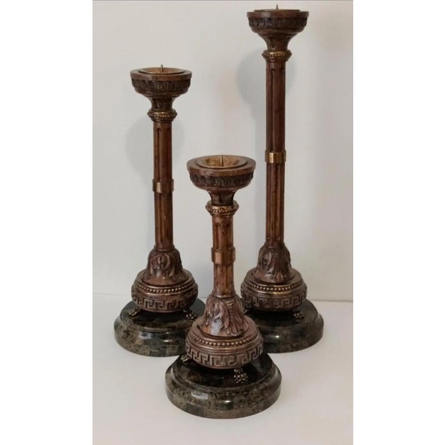 Art Deco Vintage Maitland-Smith Candle Holders - Set of 3 For Sale - Image 3 of 9