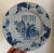 Antique 18th century Delft blue & white tin glazed faience pottery plate in the Chinese taste decorated with fence, peony...