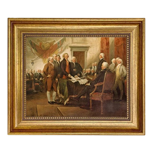 "Signing of the Declaration of Independence" Print on Canvas in Antiqued Gold Frame For Sale