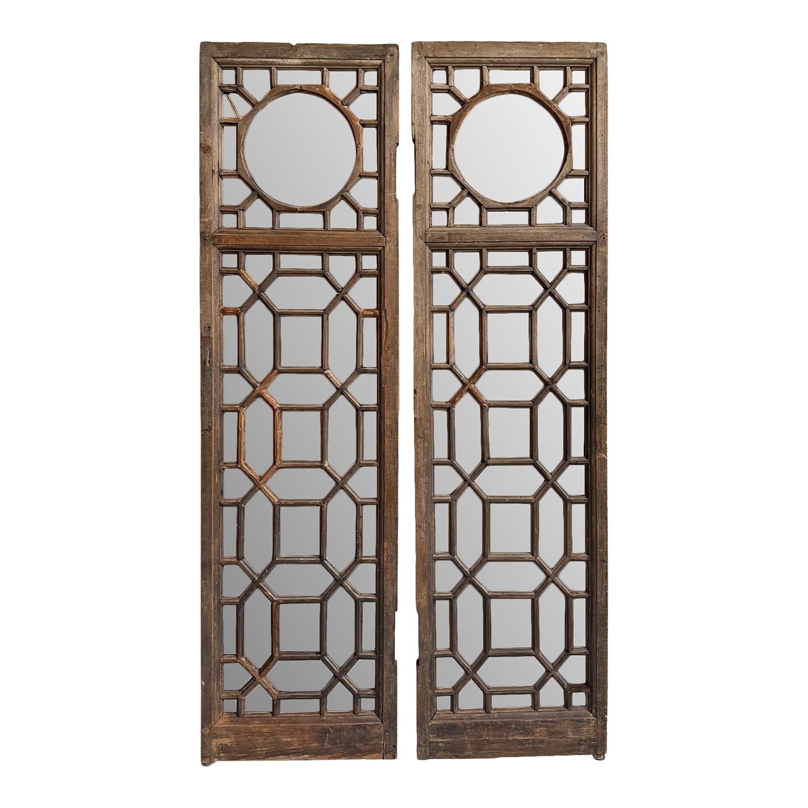Pair of Vintage Deco Mirror Screens | Chairish