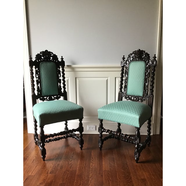 Victorian Oak Green Man Chairs A Pair Chairish