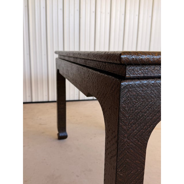 1980s Harrison Van Horn Vintage Lacquered Raffia Ming Style Console Table For Sale - Image 5 of 12