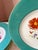 1940s Rare Set of Hand-Painted Minton Floral Dinner Plates With Aqua Band and Gilt Rim // Signed by Artist J Colclough // Set of 9 For Sale - Image 10 of 12