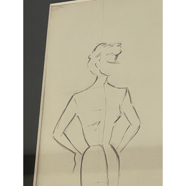 Paper Vintage, Signed, Framed, Pencil Sketches by Berthe Duquaine, 1951 For Sale - Image 7 of 18