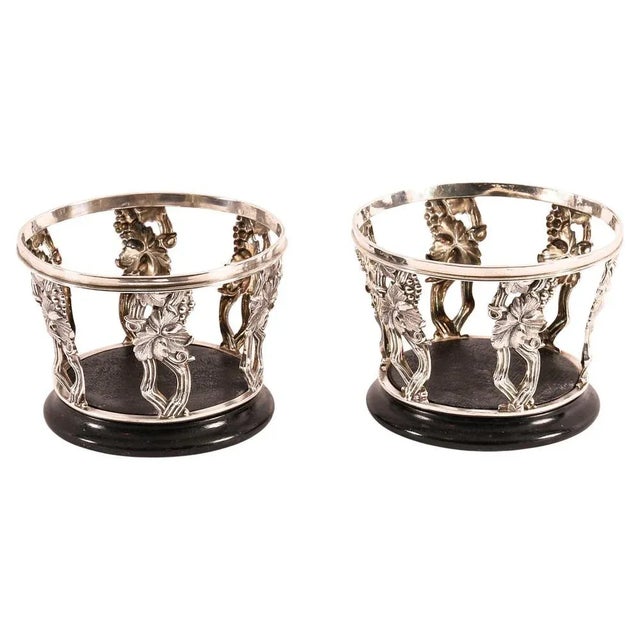 Antique Silver-Plated Wine Bottle Coasters, 1890s, Set of 2 For Sale - Image 12 of 12