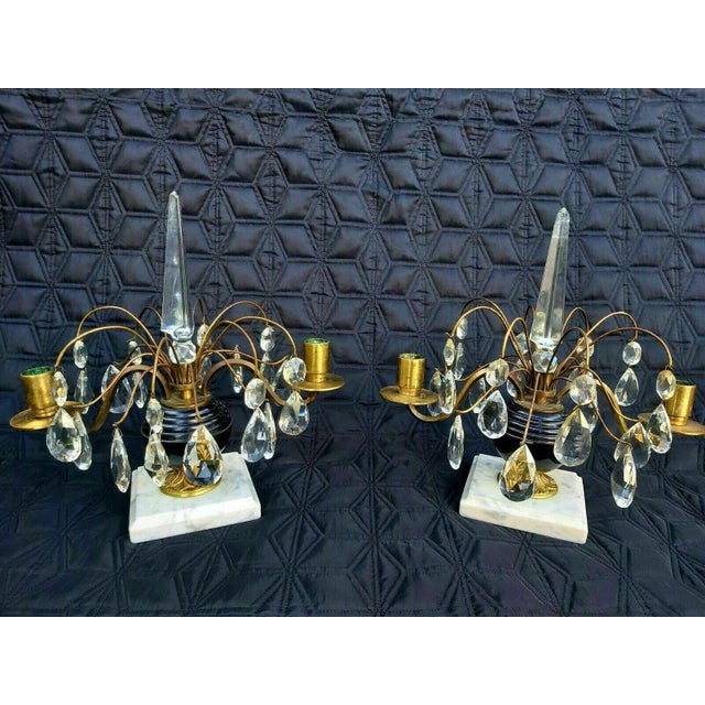 C1820 Antique Russian Neoclassical Ormolu W/ Royal Blue Glass Girandoles/ Candelabra For Sale In Miami - Image 6 of 13