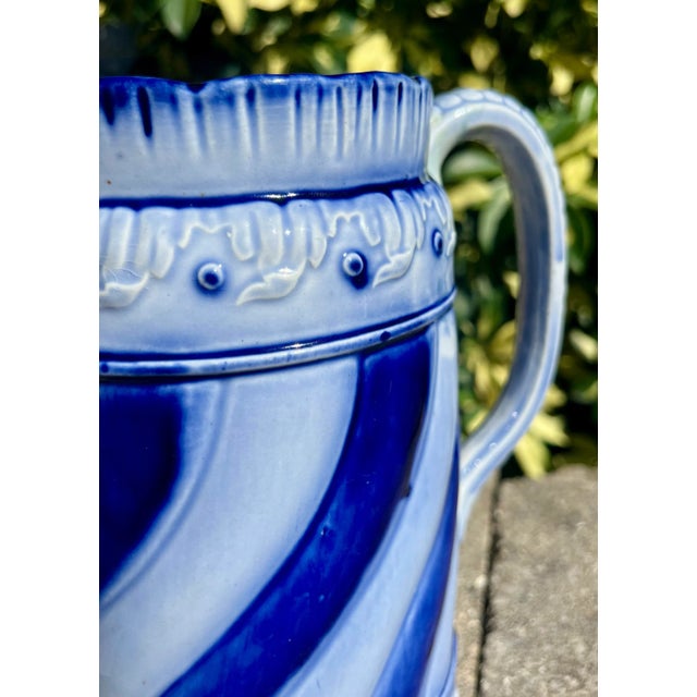 Antique Charles Allerton & Sons (England) Flow Blue Pitcher For Sale - Image 4 of 9