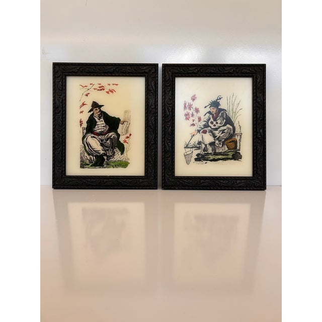 These lovely, framed, wall hangings are beautiful examples of the rare and delicate 18th centrury art of "eglomise" or...