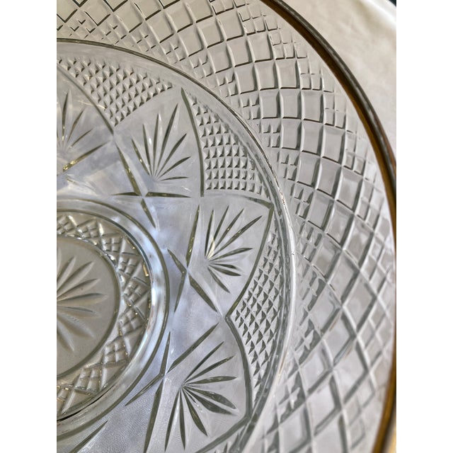Mid 20th Century Luminarc Diamond-Cut Crystal Serving Bowl With 18k Gold Rim For Sale In Oklahoma City - Image 6 of 10