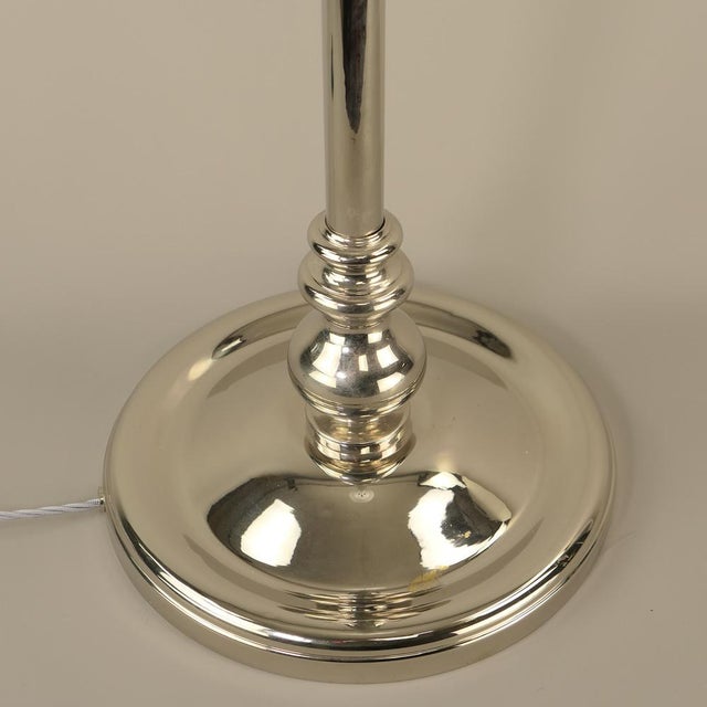 Large French Art Deco Chrome Floor Lamp with Opal Glass Shade, 1920s For Sale - Image 4 of 9