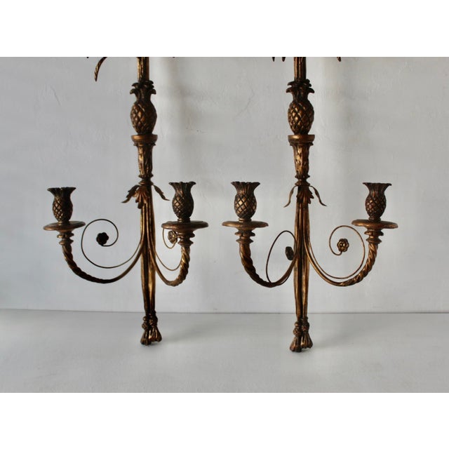 Monumental French Regency Style Gilded Wall Candle Sconces-a Pair For Sale - Image 10 of 18