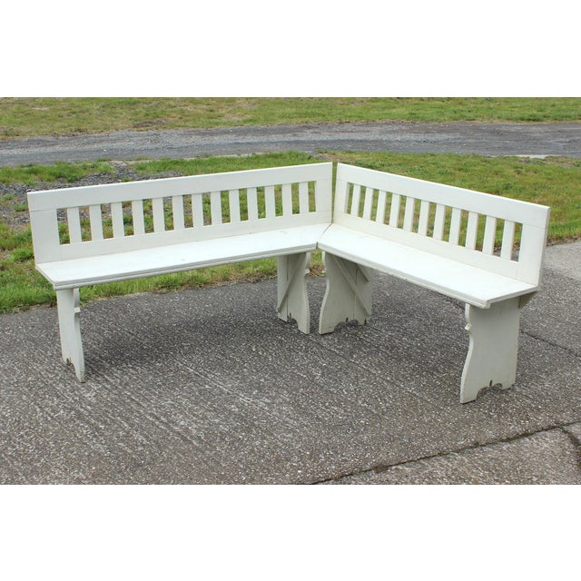 Antique Corner Bench, Czechoslovakia 1940s, Set of 2 For Sale - Image 9 of 13