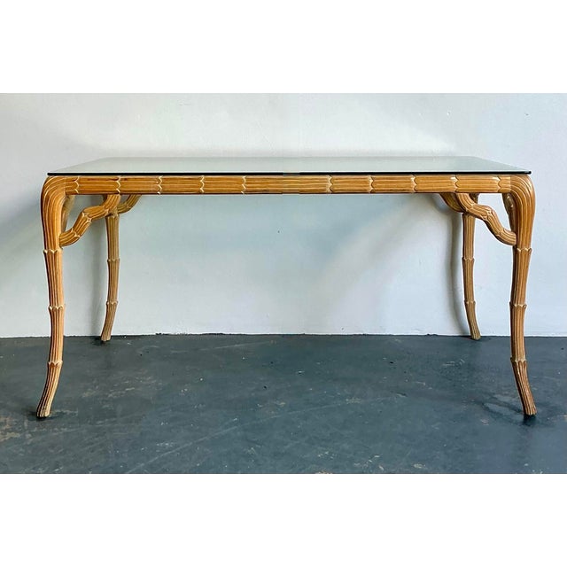 Mid-Century Modern Vintage Boho Carved Laurel Leaf Dining Table For Sale - Image 3 of 12