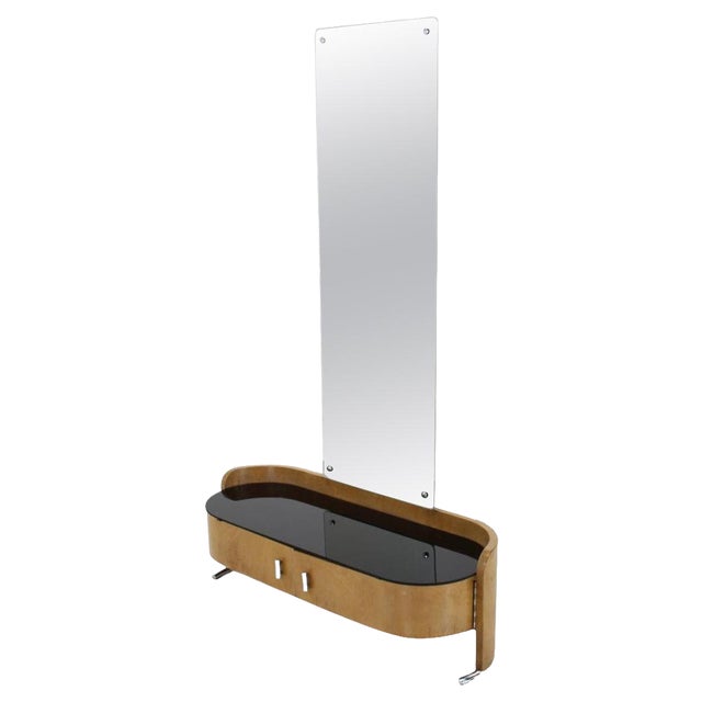 Art Deco Cabinet with Tubular Mirror, Czechoslovakia, 1937 For Sale