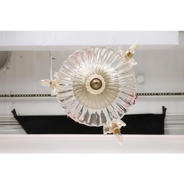Vintage Murano Style Crystal J Arms Chandelier With Gold & Rose Inflections For Sale - Image 11 of 14