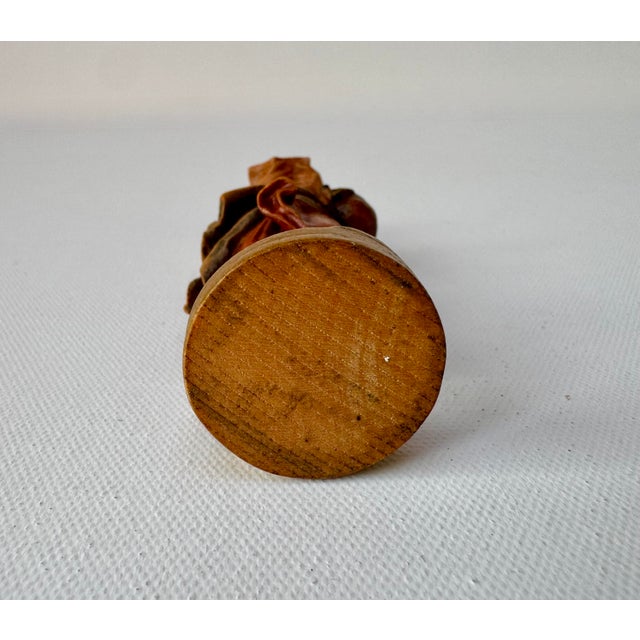 Vintage Carved Wood Reading Girl Figurine With Basket For Sale - Image 9 of 9