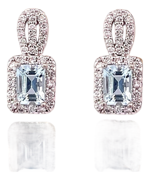 Natural Aquamarine Diamond Earrings 14k Gold 2.74 TCW Certified
