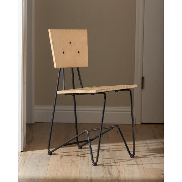 Industrial Vintage 90's Industrial Iron and Plywood Dining Chairs – Design by Sauer & Gueswel For Sale - Image 3 of 16