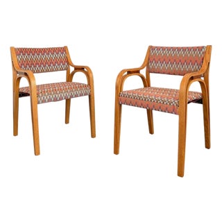 Pair of Mid Century Modern Bentwood Outline Armchairs For Sale