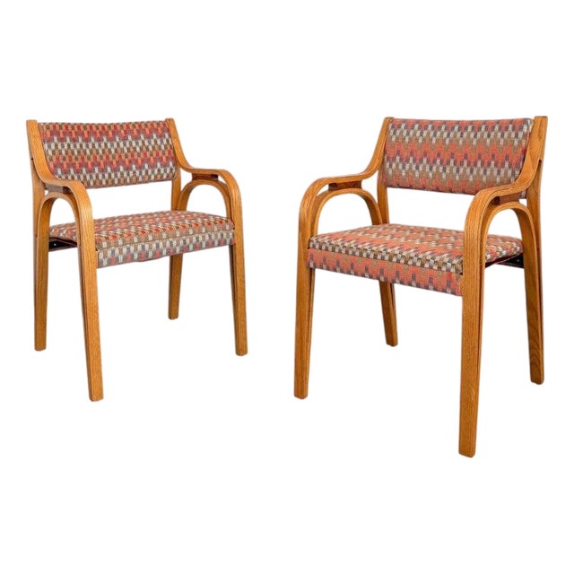 Pair of Mid Century Modern Bentwood Outline Armchairs For Sale