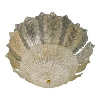 1960s Clear and Amber Graniglia Murano Flush Mount For Sale