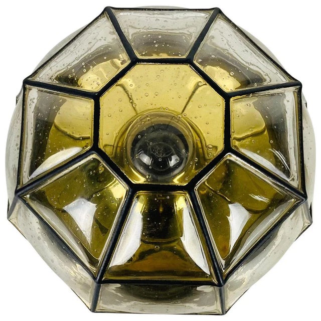 Iron and Bubble Glass Flush Mount from Glashütte Limburg, 1960s For Sale - Image 11 of 11