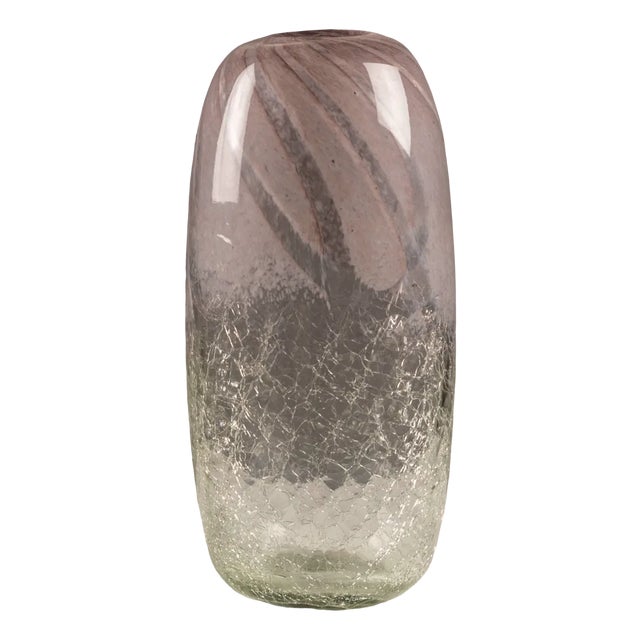 Scandinavian Artistic Glass Vase Craquelé, 1960s For Sale