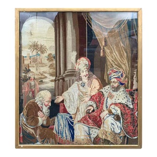 19th Century European Needlepoint of a Biblical Scene For Sale