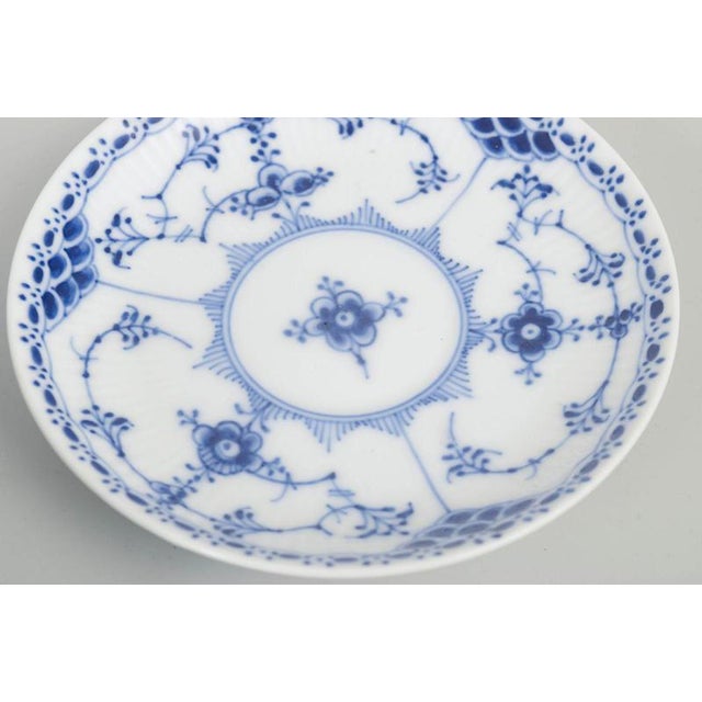 Blue Fluted Half Lace Cups and Saucers from Royal Copenhagen, 1920s, Set of 10 For Sale - Image 3 of 5