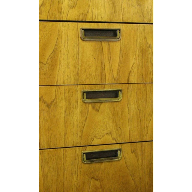 Brown Ash and Black Glass Four-Drawer Commodes - a Pair For Sale - Image 8 of 9