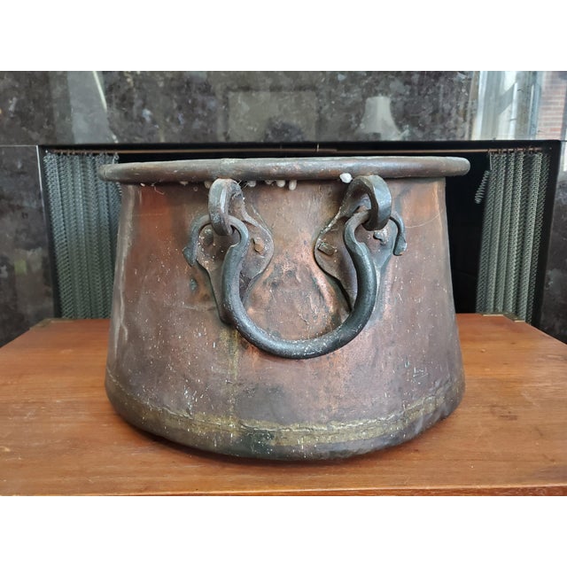 Large! Antique Late 19th Century Cauldron Hammered Copper Pot For Sale - Image 12 of 14