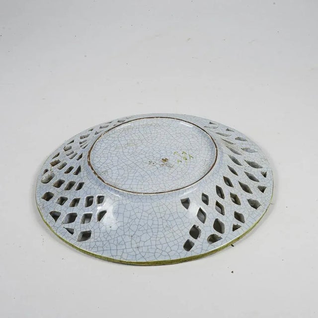 Decorated and Pierced Ceramic Dish by A.G.A For Sale - Image 5 of 7